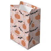 Sac Cadeau Moyen Halloween rose Éffrayant (Devant Angle)