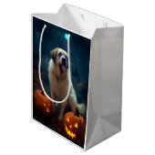 Sac Cadeau Moyen Halloween Saint Bernard avec la peur Citrouille (Dos Angle)