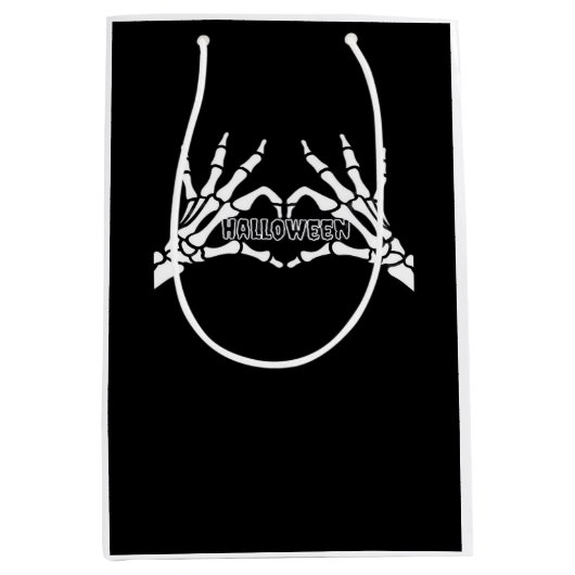 Sac Cadeau Moyen Halloween - Skeleton Hands Heart (Devant)