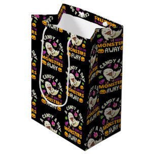 Sac Cadeau Moyen Halloween Un Bonbon Par Jour Empêche Les Monstres