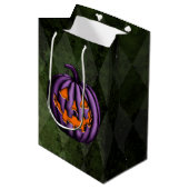 Sac Cadeau Moyen Halloween violet Citrouille Grunge vert (Devant Angle)