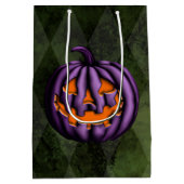 Sac Cadeau Moyen Halloween violet Citrouille Grunge vert (Dos)