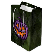 Sac Cadeau Moyen Halloween violet Citrouille Grunge vert (Dos Angle)