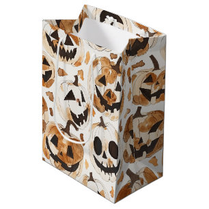 Sac Cadeau Moyen Halloween Western Cow-boy Cow-girl Citrouilles