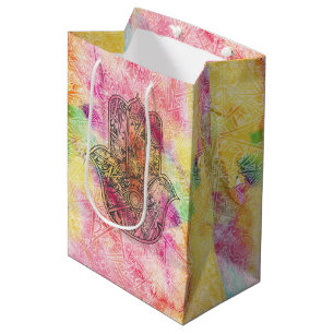 Sac Cadeau Moyen HAMSA Main Fatima symbole amulet Henné floral