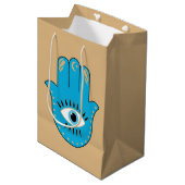 Sac Cadeau Moyen Hamsa main Grec mal Oeil bleu (Devant Angle)