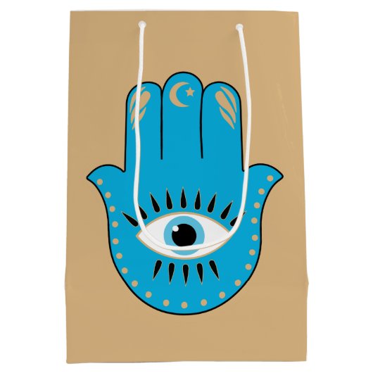 Sac Cadeau Moyen Hamsa main Grec mal Oeil bleu (Dos)