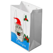 Sac Cadeau Moyen Hamster gris personnalisé (Devant Angle)