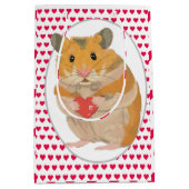 Sac Cadeau Moyen Hamster mignon et Coeurs rouges (Devant)