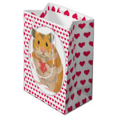 Sac Cadeau Moyen Hamster mignon et Coeurs rouges (Dos Angle)