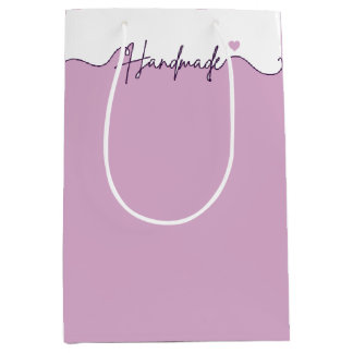 Sac Cadeau Moyen Handmade With Love Purple Small Business Packaging