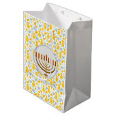 Sac Cadeau Moyen Hanoukka Menorah En Jaune (Devant Angle)