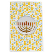 Sac Cadeau Moyen Hanoukka Menorah En Jaune (Devant)