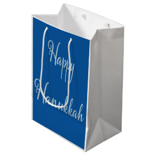 Sac Cadeau Moyen Hanukkah Joyeux Hanukkah élégant bleu Tekhelet arg