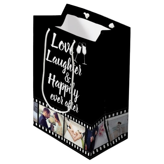Sac Cadeau Moyen Happily Ever After Quote Custom Photo Reel (Devant Angle)