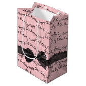 Sac Cadeau Moyen Happy 13th Birthday Black Bow On Pink (Devant Angle)