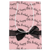 Sac Cadeau Moyen Happy 13th Birthday Black Bow On Pink (Devant)