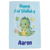 Sac Cadeau Moyen Happy 2nd Birthday, Cute Dragon, Personalized  (Devant)