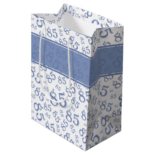 Sac Cadeau Moyen Happy 85th Birthday Numéro Motif Bleu/Blanc (Dos Angle)