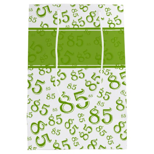 Sac Cadeau Moyen Happy 85th Birthday Numéro Motif Vert/Blanc (Dos)