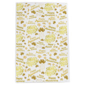 Sac Cadeau Moyen Happy Anniversary  Elegant Gold Text (Devant)