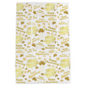 Sac Cadeau Moyen Happy Anniversary  Elegant Gold Text (Dos)