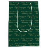Sac Cadeau Moyen Happy Anniversary Script with Name Green Gold (Dos)