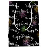 Sac Cadeau Moyen Happy Birthday fireworks on black (Devant)
