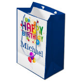 Sac Cadeau Moyen Happy Birthday Gift Bag Ajouter Destinataires Nom (Devant Angle)