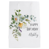 Sac Cadeau Moyen Happy Birthday + Name Floral (Dos)