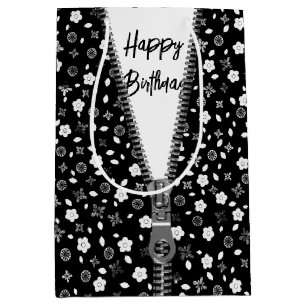 Sac Cadeau Moyen Happy Birthday Posy Print avec Zipper