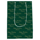 Sac Cadeau Moyen Happy Birthday Script Name Green Gold (Dos)