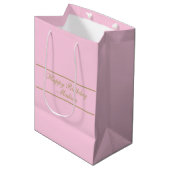 Sac Cadeau Moyen Happy Birthday Script Name Powder Pink Gold (Devant Angle)