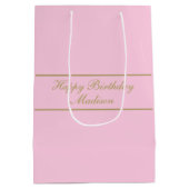 Sac Cadeau Moyen Happy Birthday Script Name Powder Pink Gold (Dos)