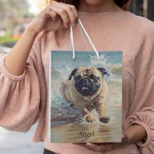 Sac Cadeau Moyen Happy Carlin at the Beach personnalisable
