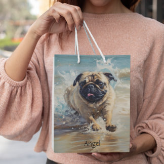Sac Cadeau Moyen Happy Carlin at the Beach personnalisable