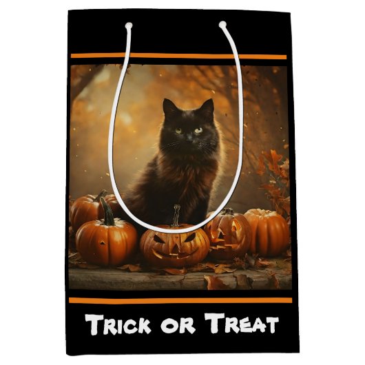 Sac Cadeau Moyen Happy Halloween Black Cat Collection (Devant)