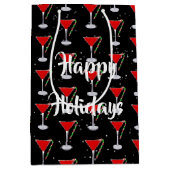 Sac Cadeau Moyen Happy Holidays Candy Cane Martini  (Devant)
