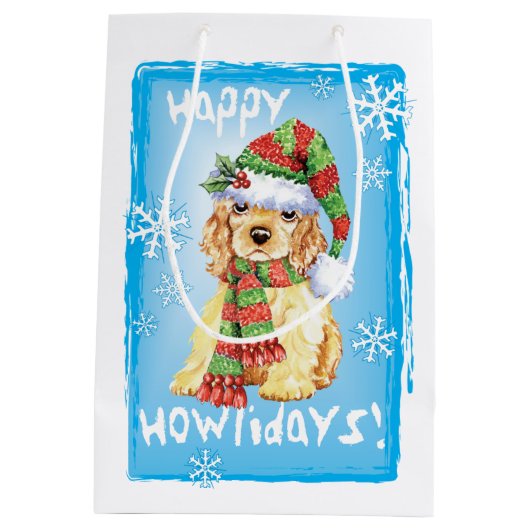 Sac Cadeau Moyen Happy Howlidays Cocker Spaniel (Dos)