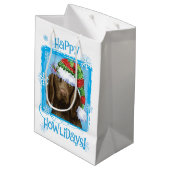 Sac Cadeau Moyen Happy Howlidays Retriever à revêtement plat (Dos Angle)