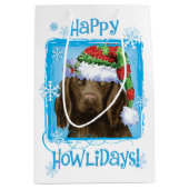 Sac Cadeau Moyen Happy Howlidays Retriever à revêtement plat (Devant)