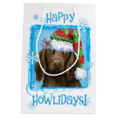 Sac Cadeau Moyen Happy Howlidays Retriever à revêtement plat (Dos)