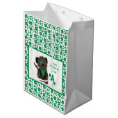 Sac Cadeau Moyen Happy Jour de la Saint Patrick Chien quatre feuill (Devant Angle)