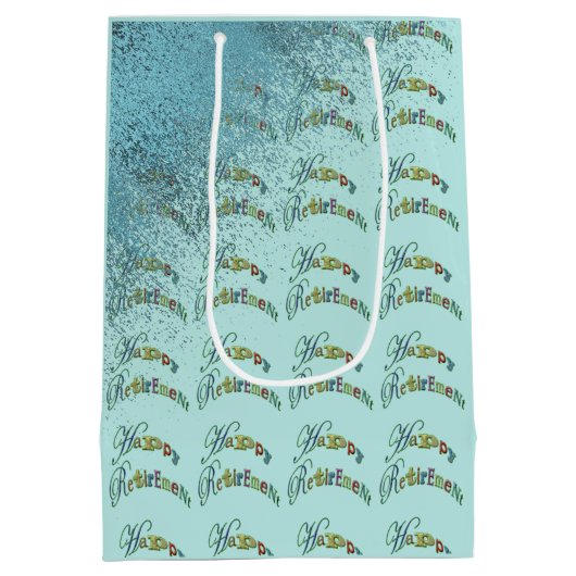 Sac Cadeau Moyen Happy Retraite Gold Blue Parties scintillant (Dos)