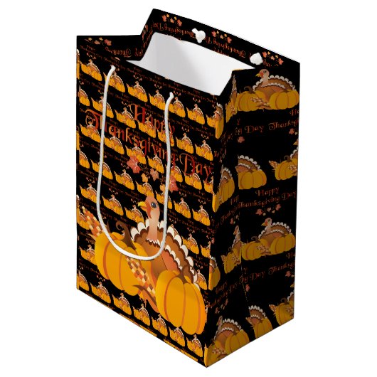 Sac Cadeau Moyen Happy Thanksgiving (Devant Angle)