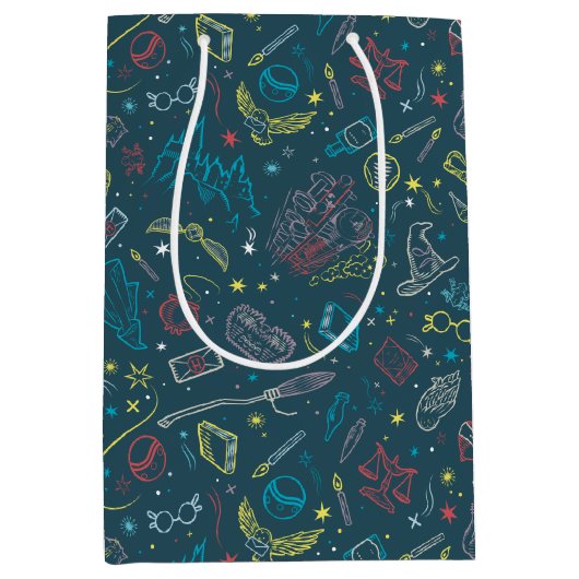 Sac Cadeau Moyen HARRY POTTER™ Artifacts Line Art Pattern (Devant)