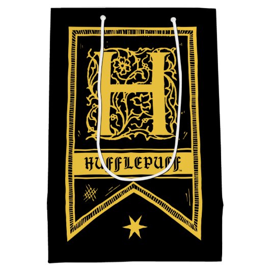 Sac Cadeau Moyen Harry Potter | Bannière Monogramme Hufflepuff (Dos)