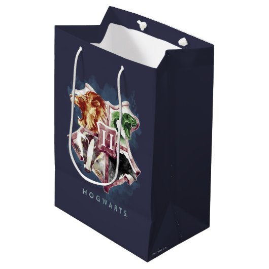 Sac Cadeau Moyen Harry Potter | HOGWARTS™ Crest Aquarelle (Devant Angle)
