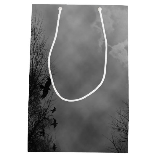 Sac Cadeau Moyen Haunted Halloween Sky avec Ravens Party Favor Box (Dos)