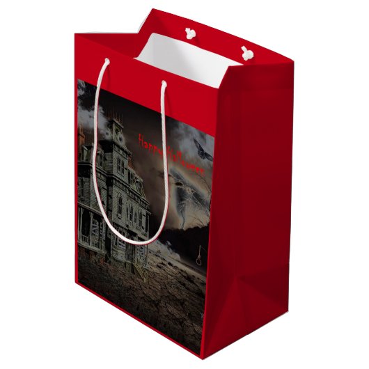 Sac Cadeau Moyen Haunted House Halloween (Dos Angle)